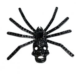Kreepsville Dia Spider Skull Brooch Black