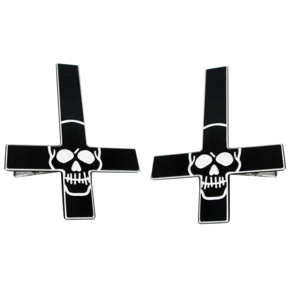 Kreepsville Accessories Inverted Cross Skull Hairslides Black 3 Kreepsville Accessories Inverted Cross Skull Hairslides Black