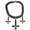 Kreepsville Jewelry Inverted Cross Skull Necklace Black