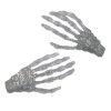 Kreepsville Skeleton Bone Hand Hairslides Silver Glitter