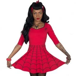 Kreepsville Spiderweb Red Skater Dress