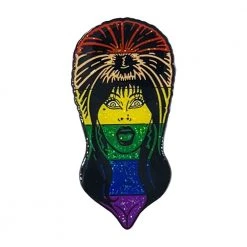 Elvira Rainbow Glitter Face Enamel Pin Accessories
