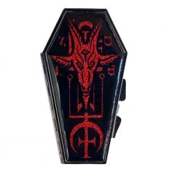 Kreepsville 666 Accessories Baphomet Satanic Red Glitter Coffin Compact