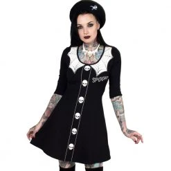 Kreepsville Women's Spooky Girl Flare 3/4 Sleeve Dress