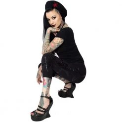 Kreepsville 666 Goathead Black Foil Capri Leggings Women's