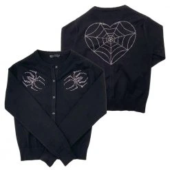 Kreepsville Women's Spiderweb Heart Diamond Cardigan