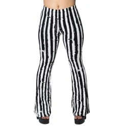 Kreepsville Women's Distressed Stripe White Flare Leggings