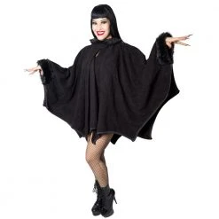 Kreepsville Glamour Ghoul Web Cape Black Fur