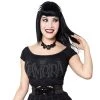 Vampira Retro Bat Dark Shoulder Top Women's