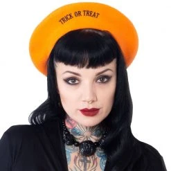 Kreepsville Trick Or Treat Pumpkin Orange Beret