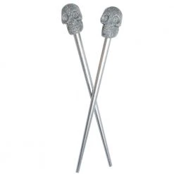Kreepsville Accessories Skull Collection Silver Glitter Hair Sticks