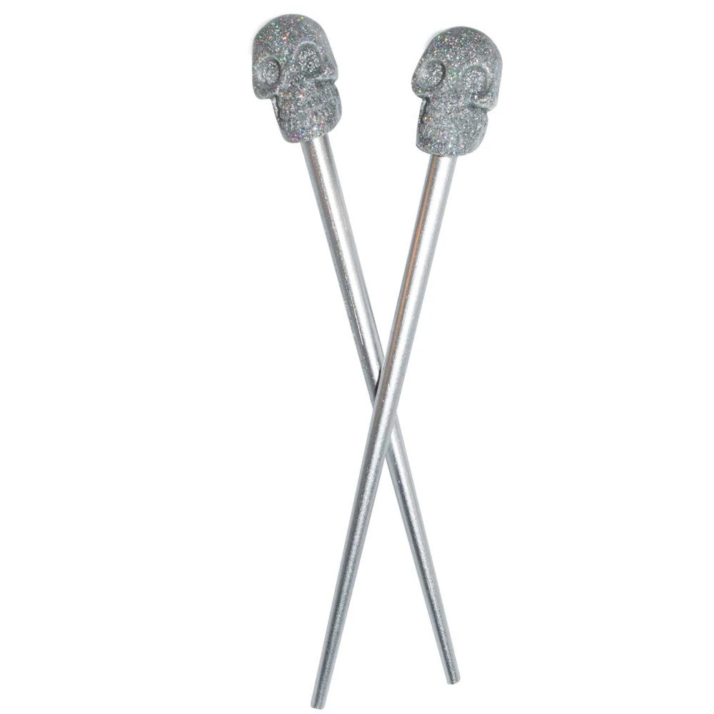 Kreepsville Accessories Skull Collection Silver Glitter Hair Sticks 3 Kreepsville Accessories Skull Collection Silver Glitter Hair Sticks