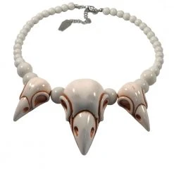 Kreepsville Jewelry Crow Skull Collection Necklace White