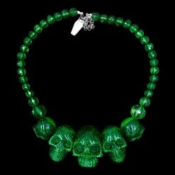 Kreepsville Jewelry Skull Collection Necklace Green Glitter