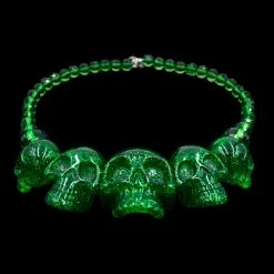 Kreepsville Jewelry Skull Collection Necklace Green Glitter