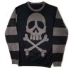 Kreepsville Harlock Skull Grey Striped Sweater
