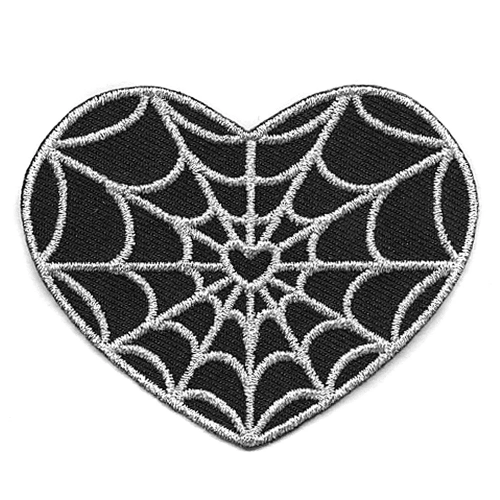 Kreepsville Spiderweb Heart Silver Patch Accessories 3 Kreepsville Spiderweb Heart Silver Patch Accessories