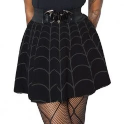 Kreepsville Women's Spiderweb Grey Skater Skirt
